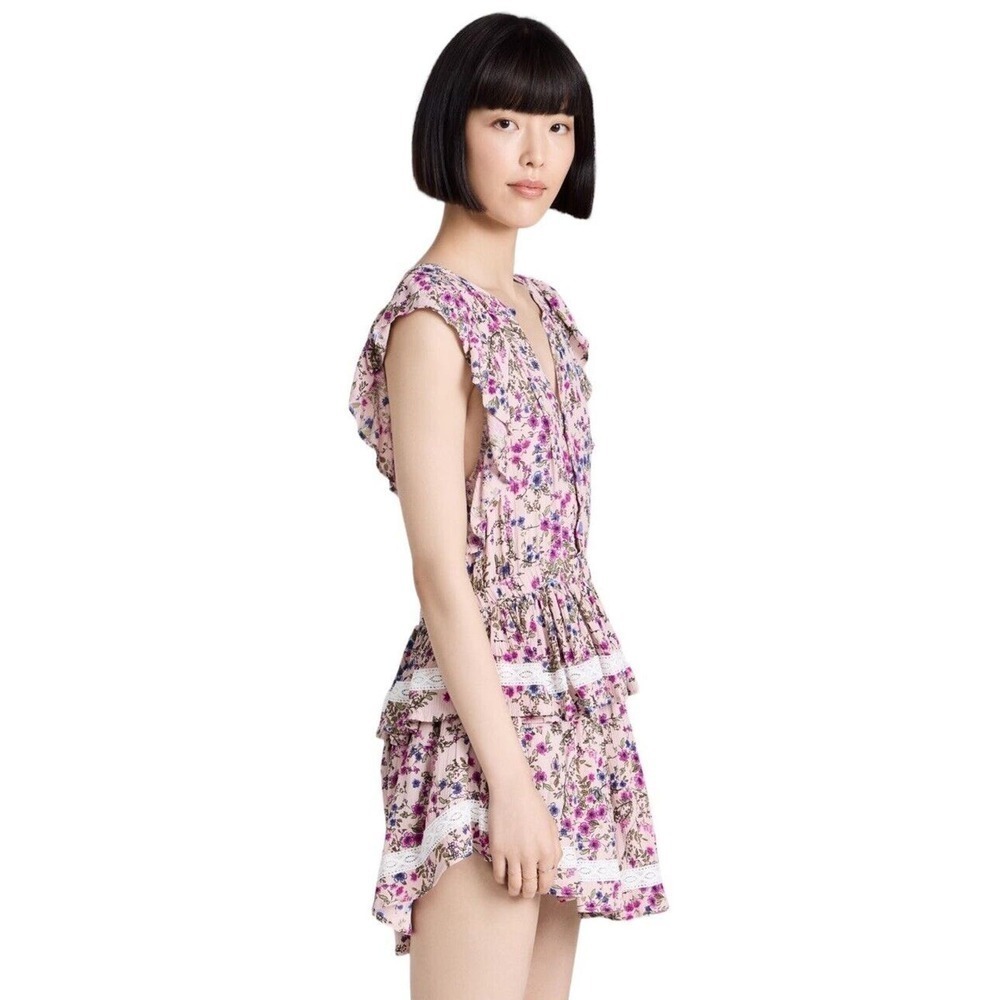 Sokie Collective Sz L The Mini Flicker Dress Light Pink Floral Coquette
